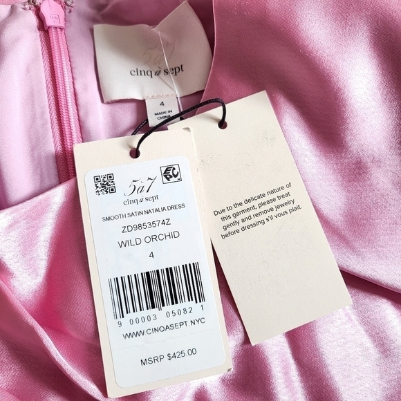 New Cinq à Sept Smooth Satin Natalia Barbiecore Wild Orchid Mini Dress 4 US NWT - Picture 10 of 16